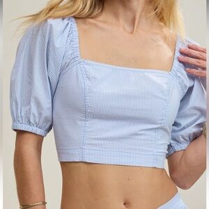 NWT Aerie Puff Sleeve Square Neck Top